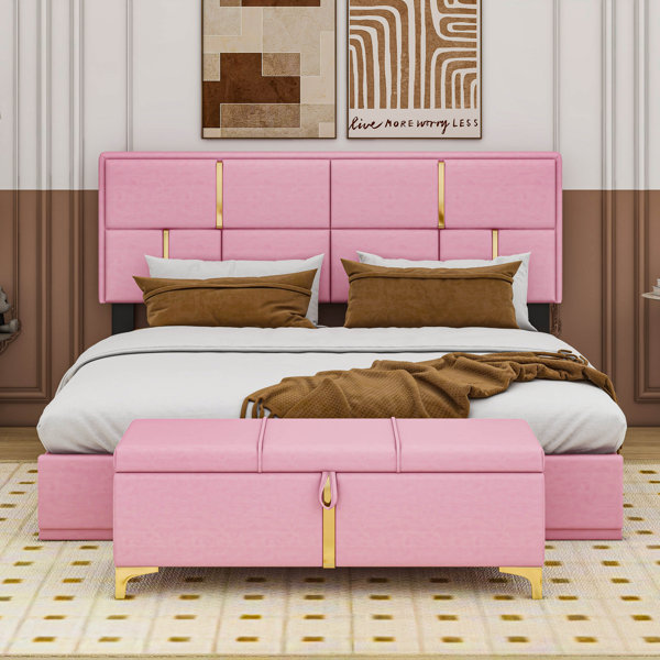 Cosmic Upholstered 2Pieces Bedroom Sets, Queen Platform Bed with